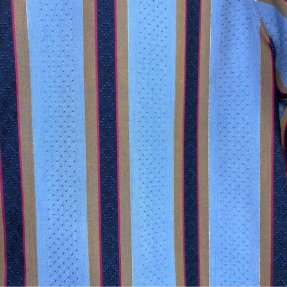 Foxcroft Women’s 12 Blue Striped Shirt Button Front Raised Print Long Sleeve - Picture 7 of 10